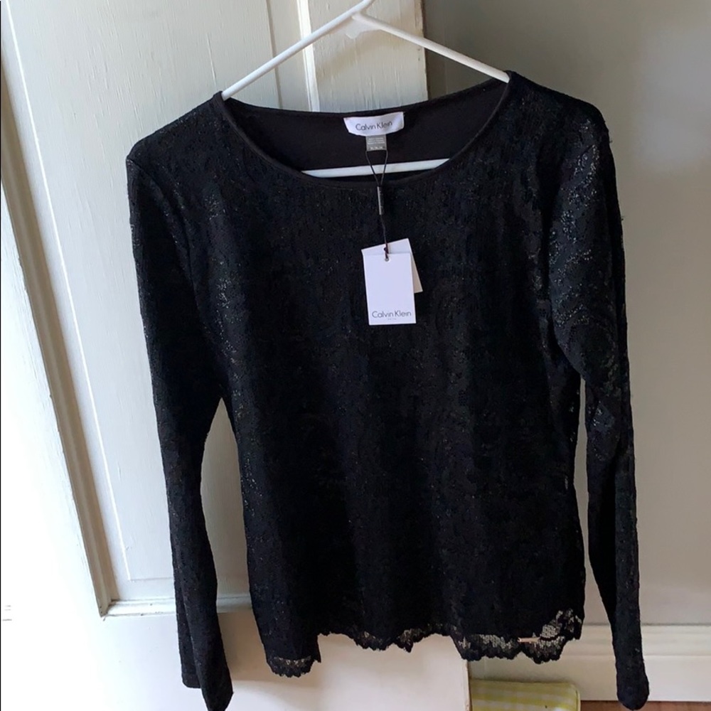 Calvin Klein Suits Black Textured Top